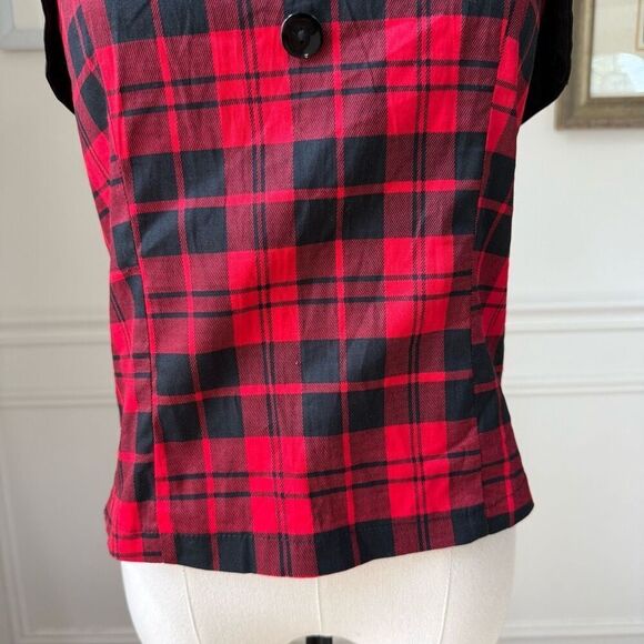 NWT Belle Poque Sleeveless Adjustable Halter Red Plaid Top M - Picture 3 of 9